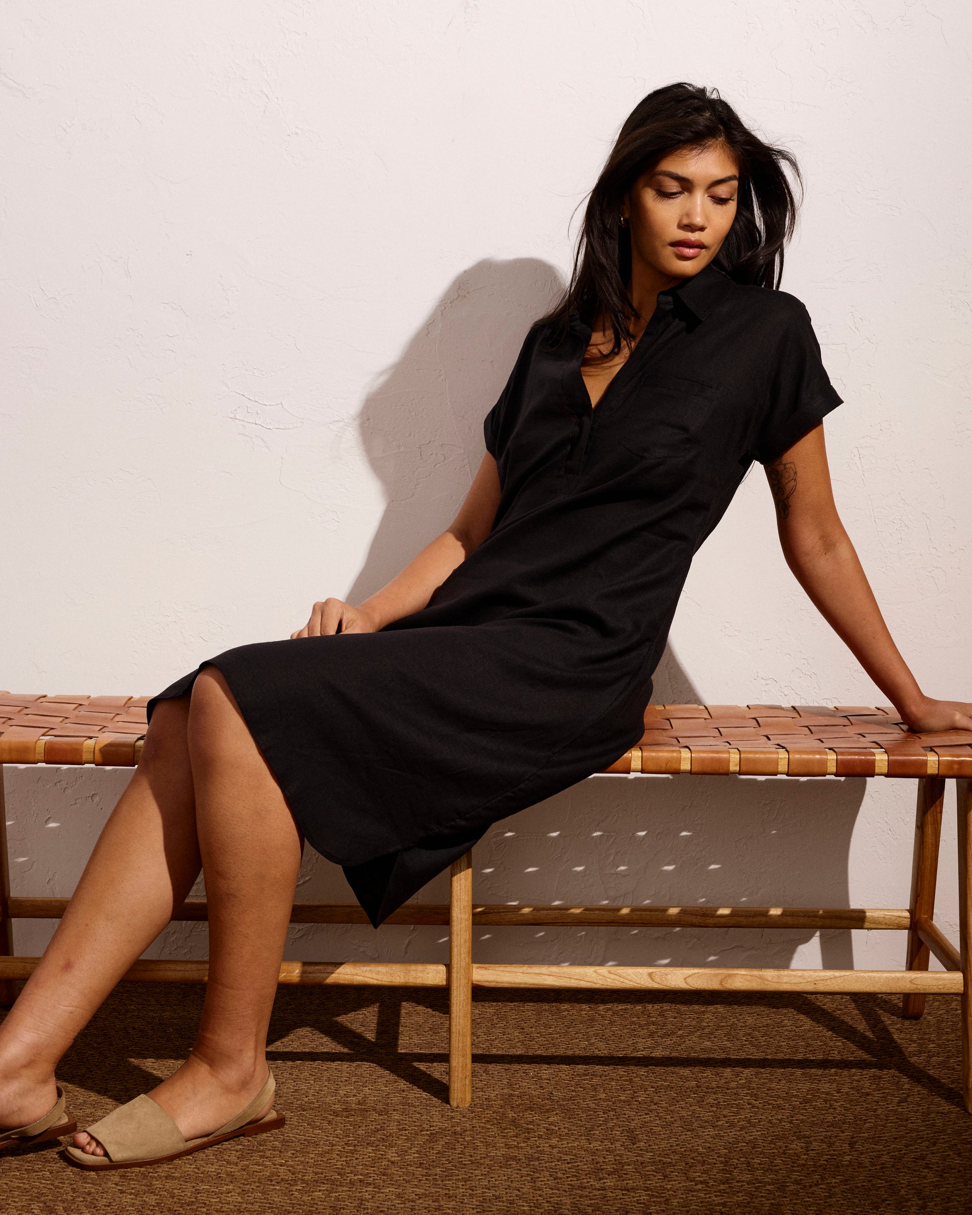 Sunshine Linen Polo Dress - Black | Plus Size & Straight Size Women's Fashion | Universal Standard