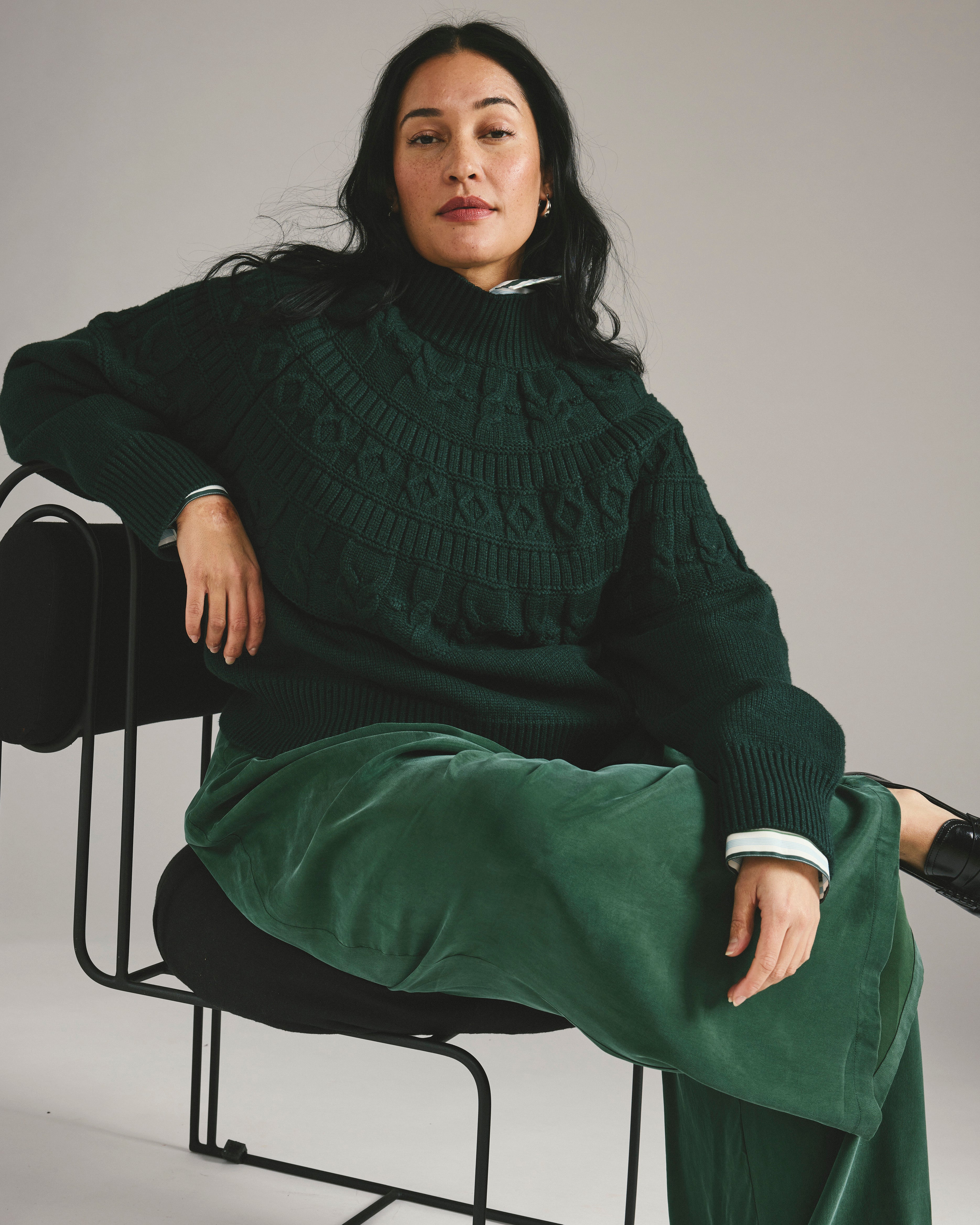 Safiya Cable Knit Sweater - Forest Green – Universal Standard