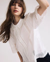 Woman wearing Dora Cotton Poplin Blouse - White from Universal Standard
