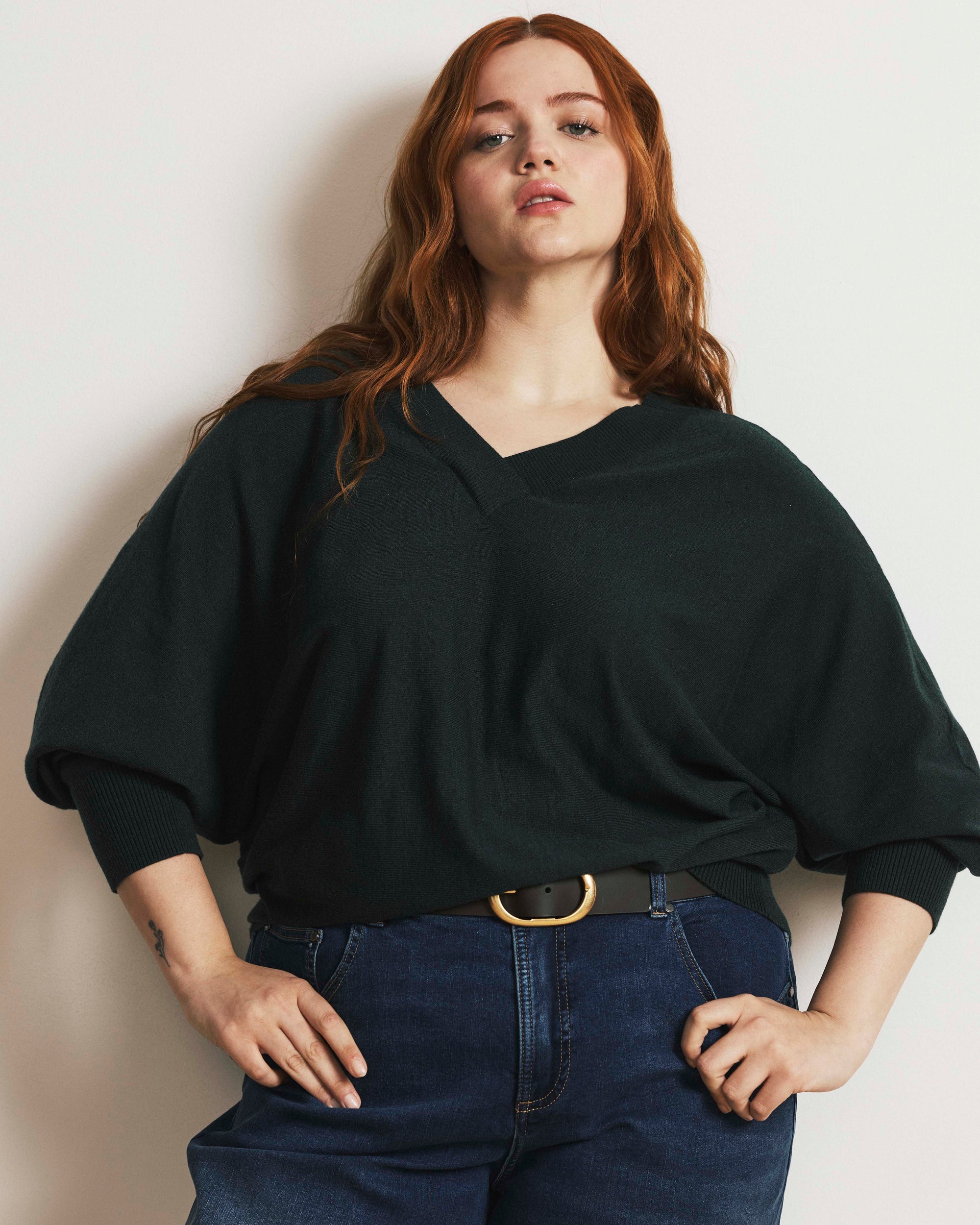 Savvy Fine Knit Sweater Blouse - Green Gemstone | Plus Size & Straight Size Women's Fashion | Universal Standard