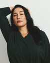 Savvy Fine Knit V Sweater - Green Gemstone