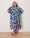Paros Drawstring Linen Blend Shirtdress - Blue Pressed Flower Print | Plus Size & Straight Size Women's Fashion | Universal Standard