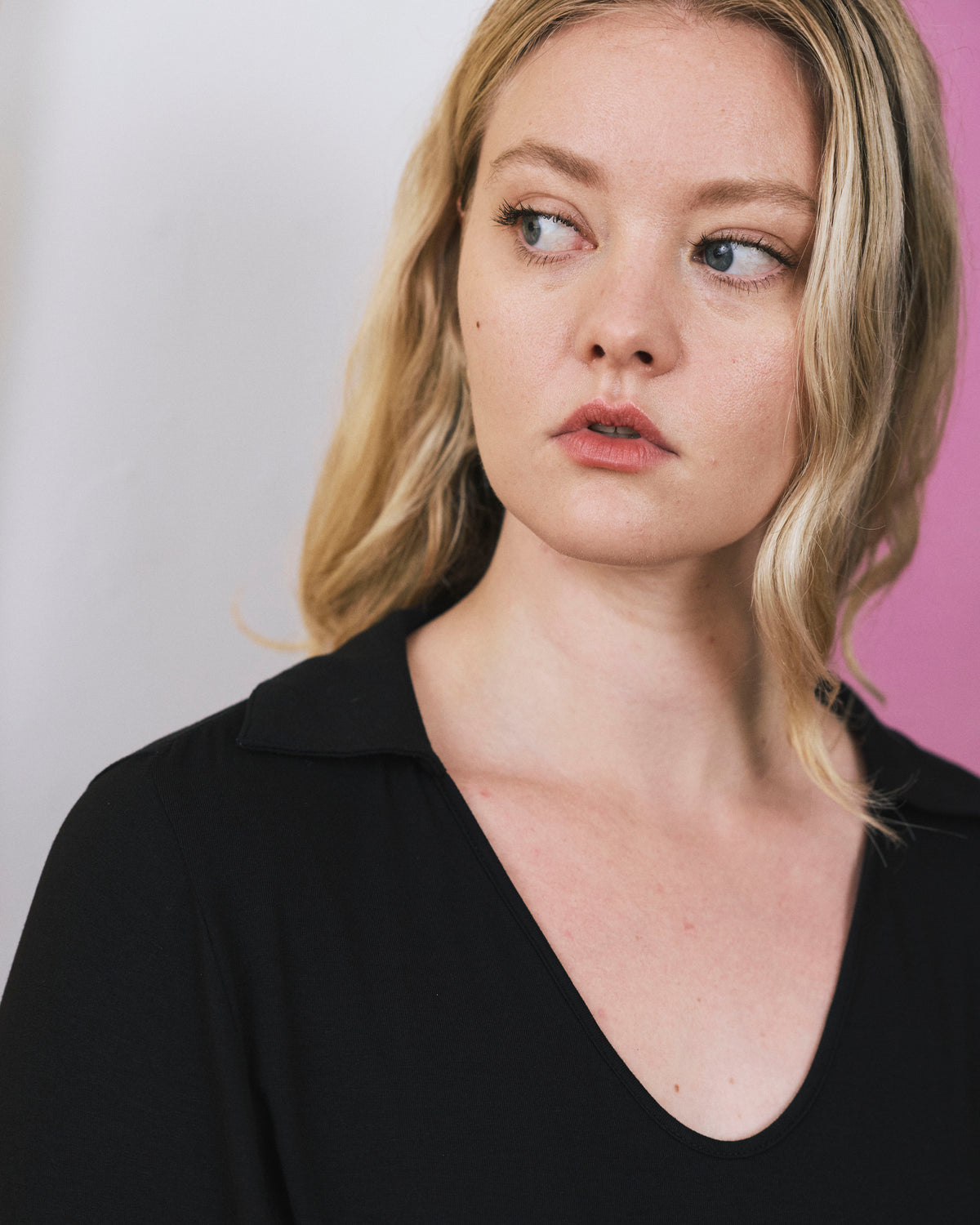 Katia Liquid Jersey Collared Top - Black | Plus Size & Straight Size Women's Fashion | Universal Standard