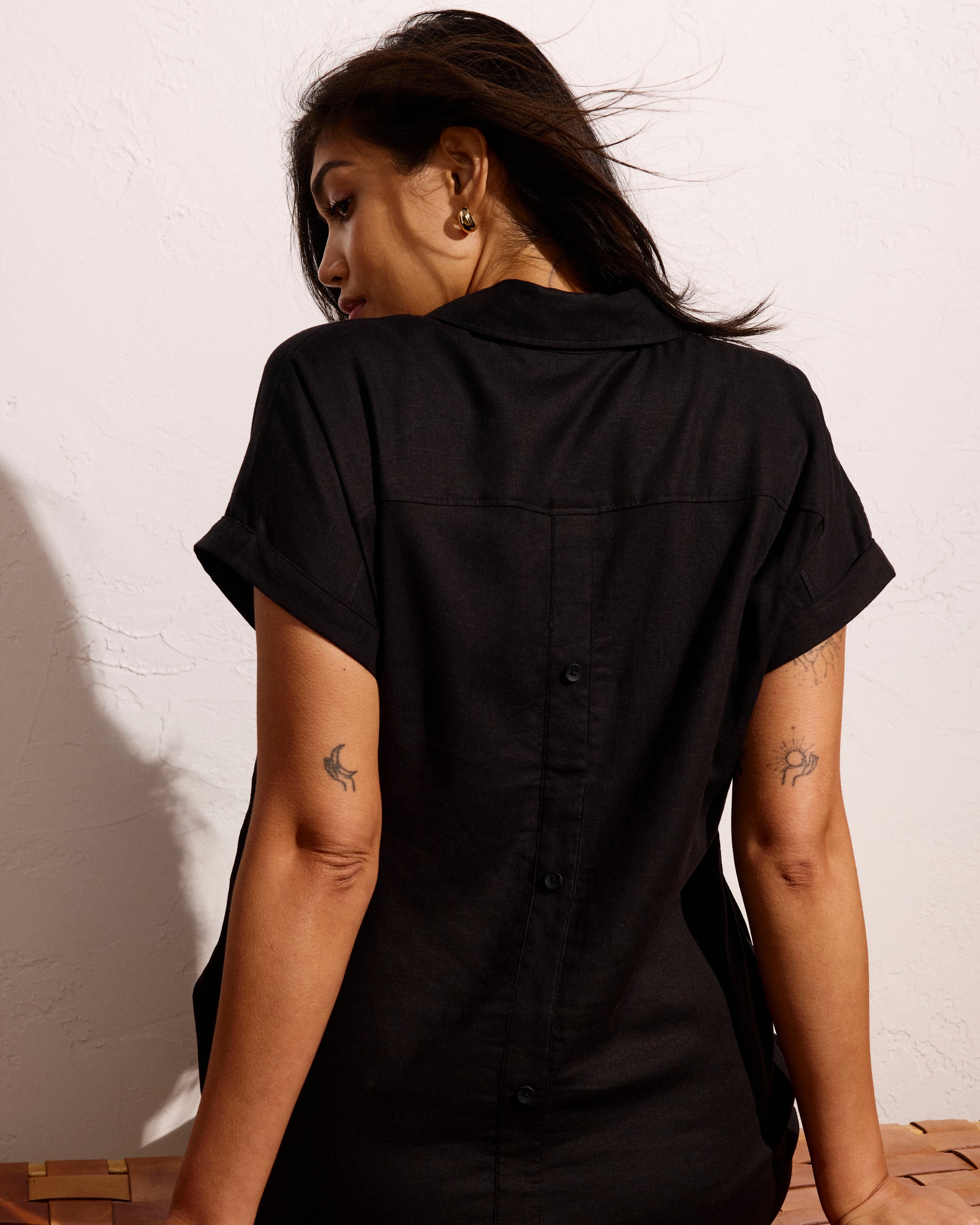 Sunshine Linen Polo Dress - Black | Plus Size & Straight Size Women's Fashion | Universal Standard