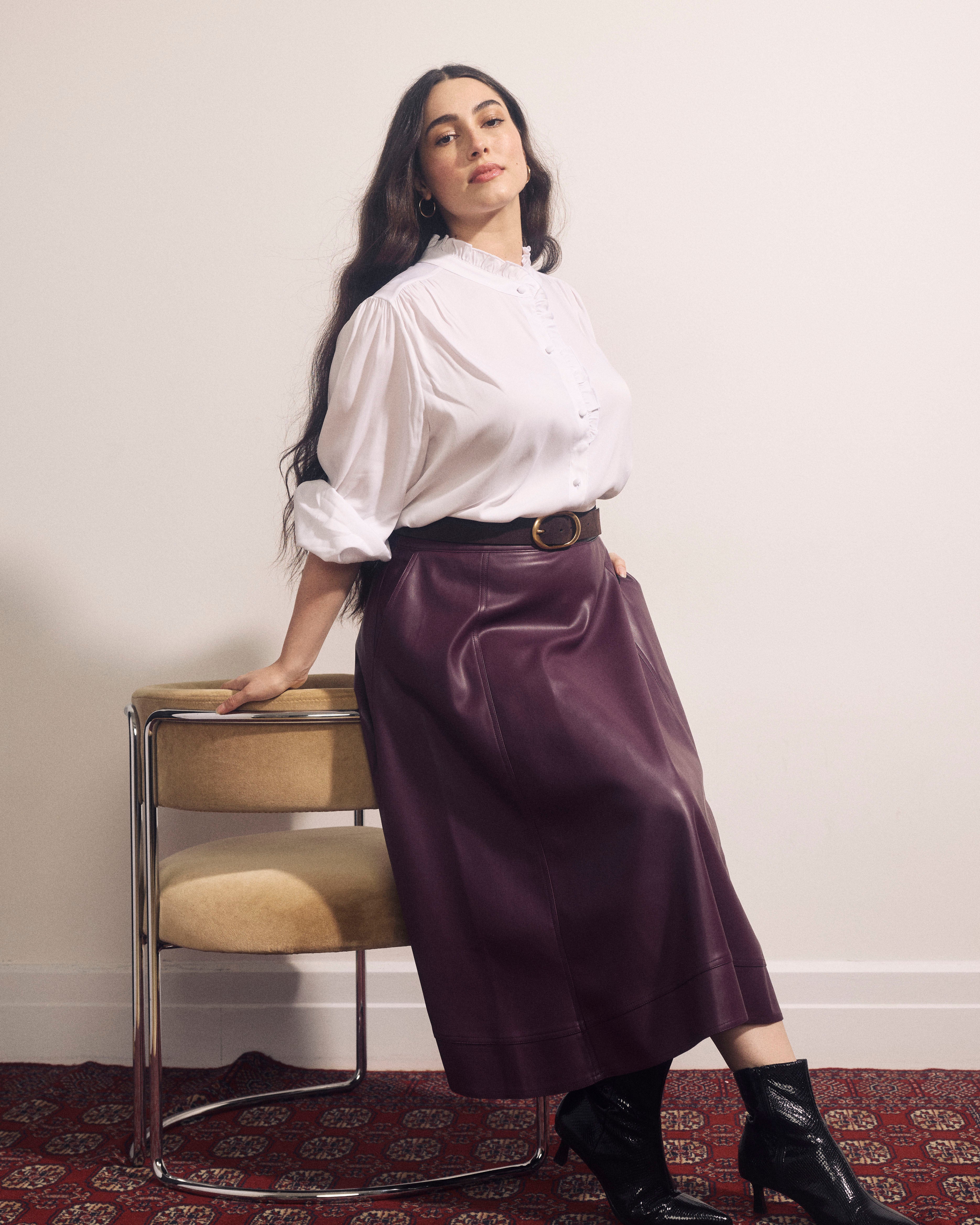 Charlotte Faux Leather Skirt - Gamay