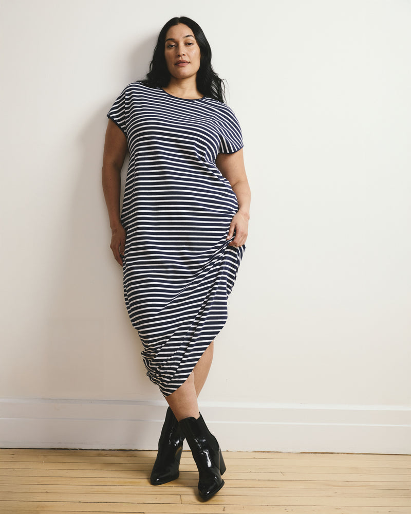 Iconic Geneva Dress - Navy/White Stripe