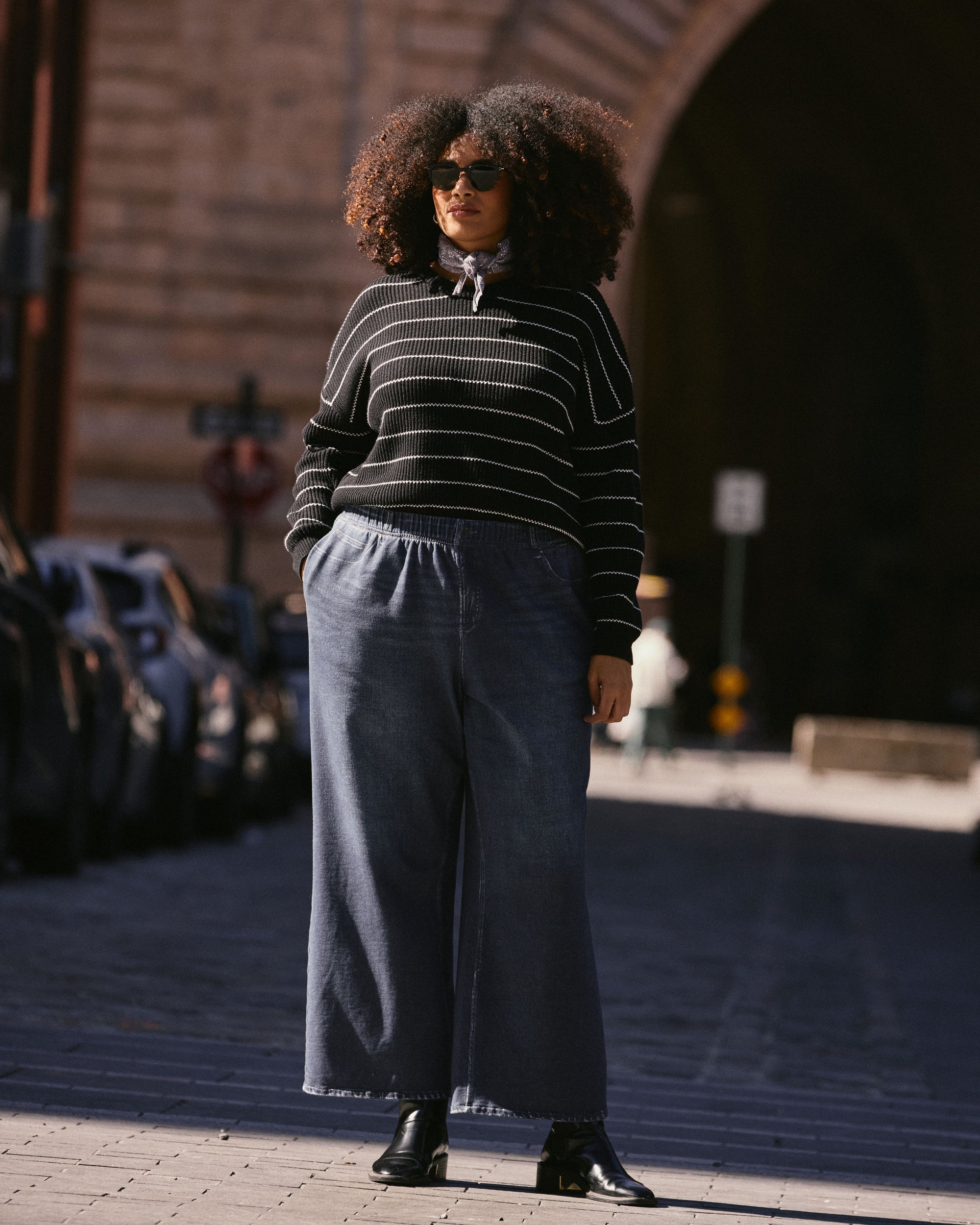 Bruno Sweater - Black/Cream Microstripe