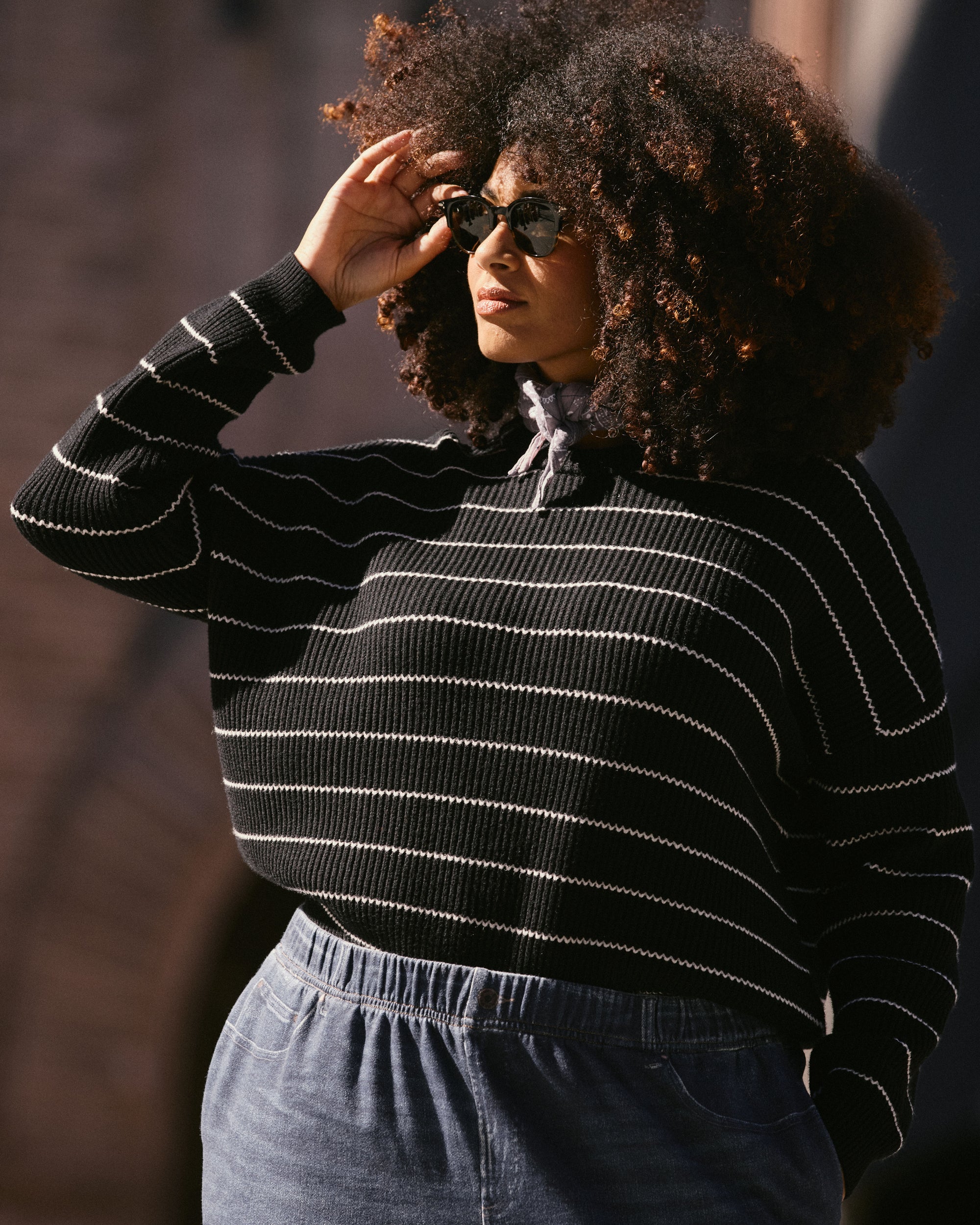 Bruno Sweater - Black/Cream Microstripe