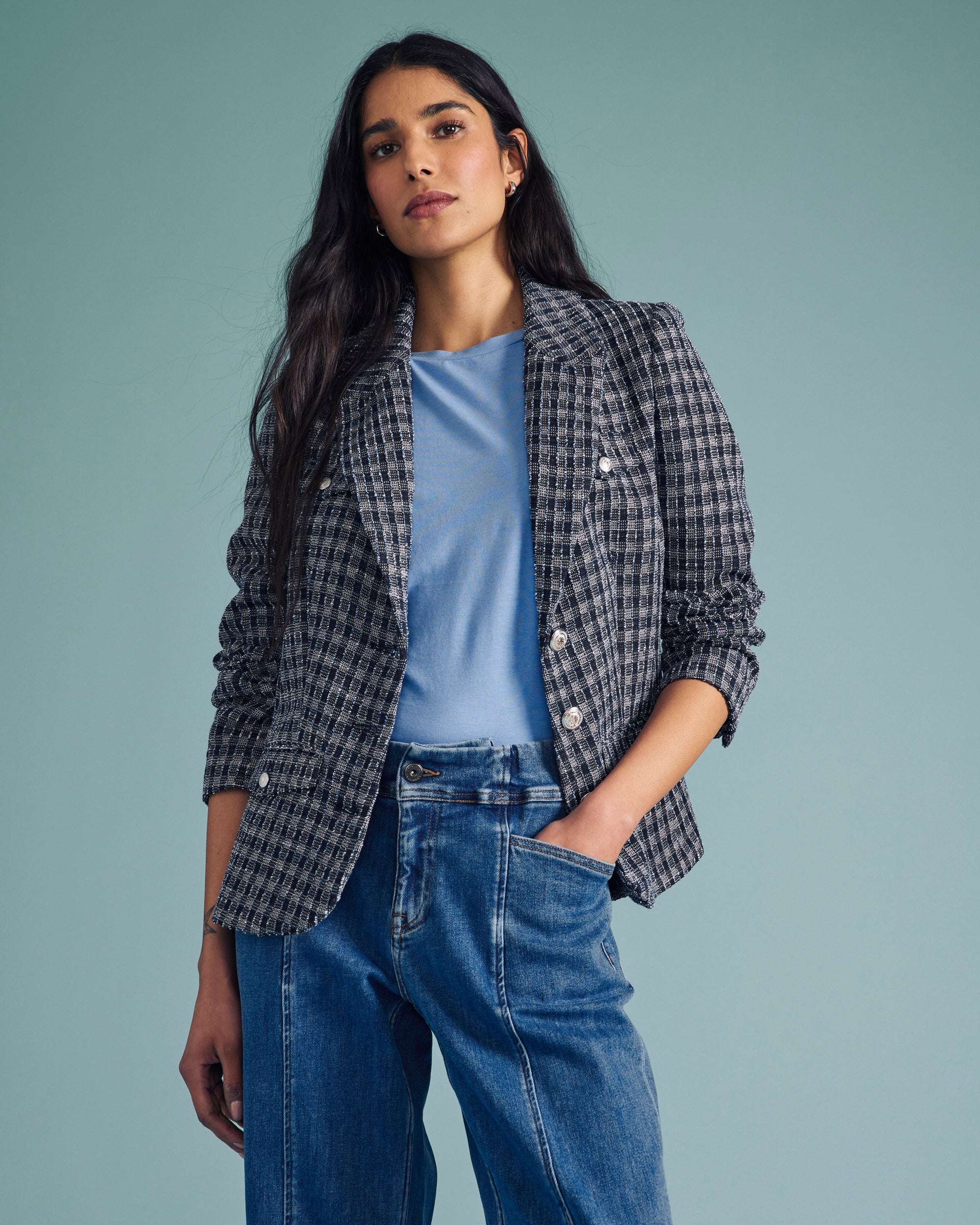 4 Pocket Ponte Blazer - French Tweed