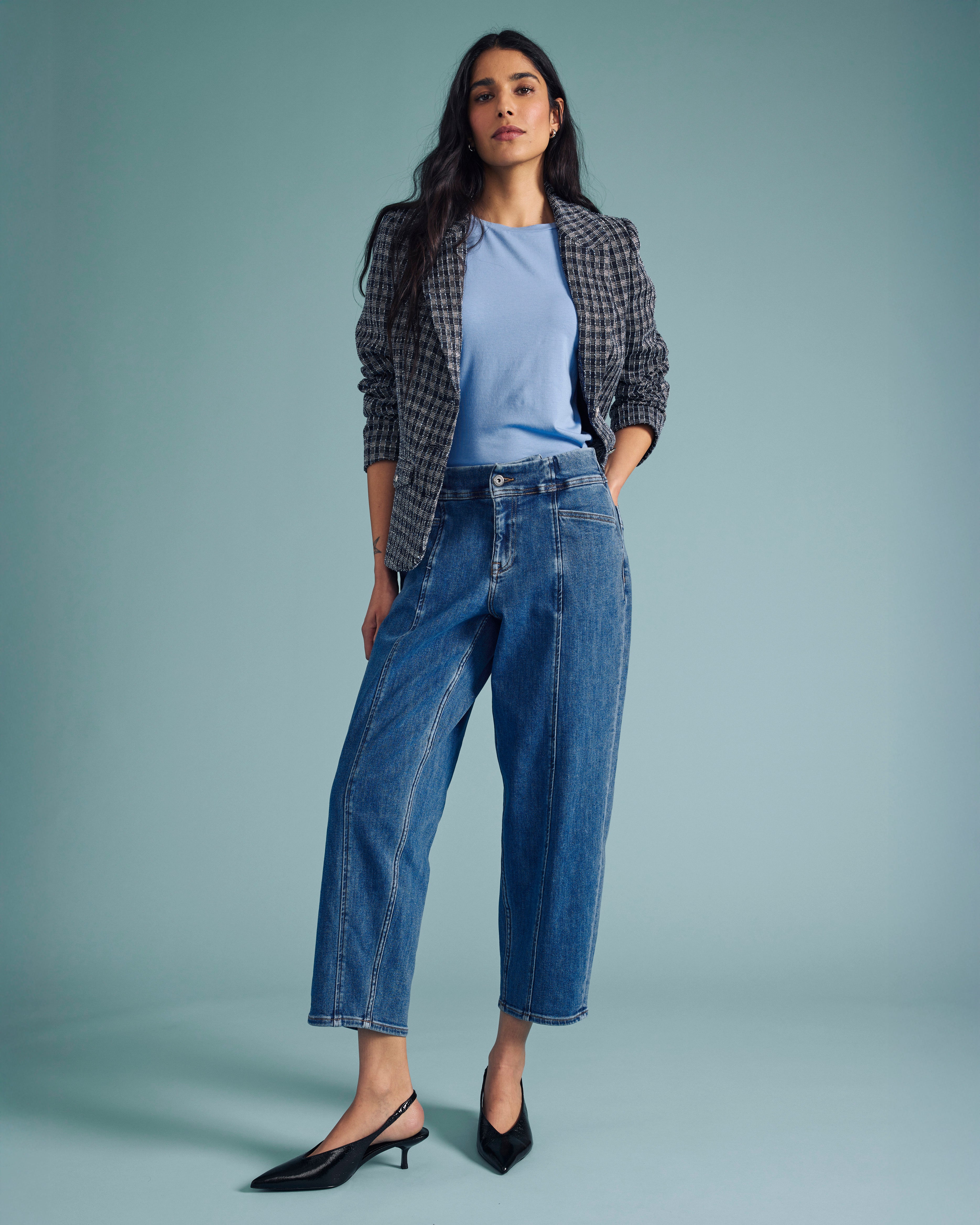 Keira Barrel Leg Jeans - Shallow Bay Blue