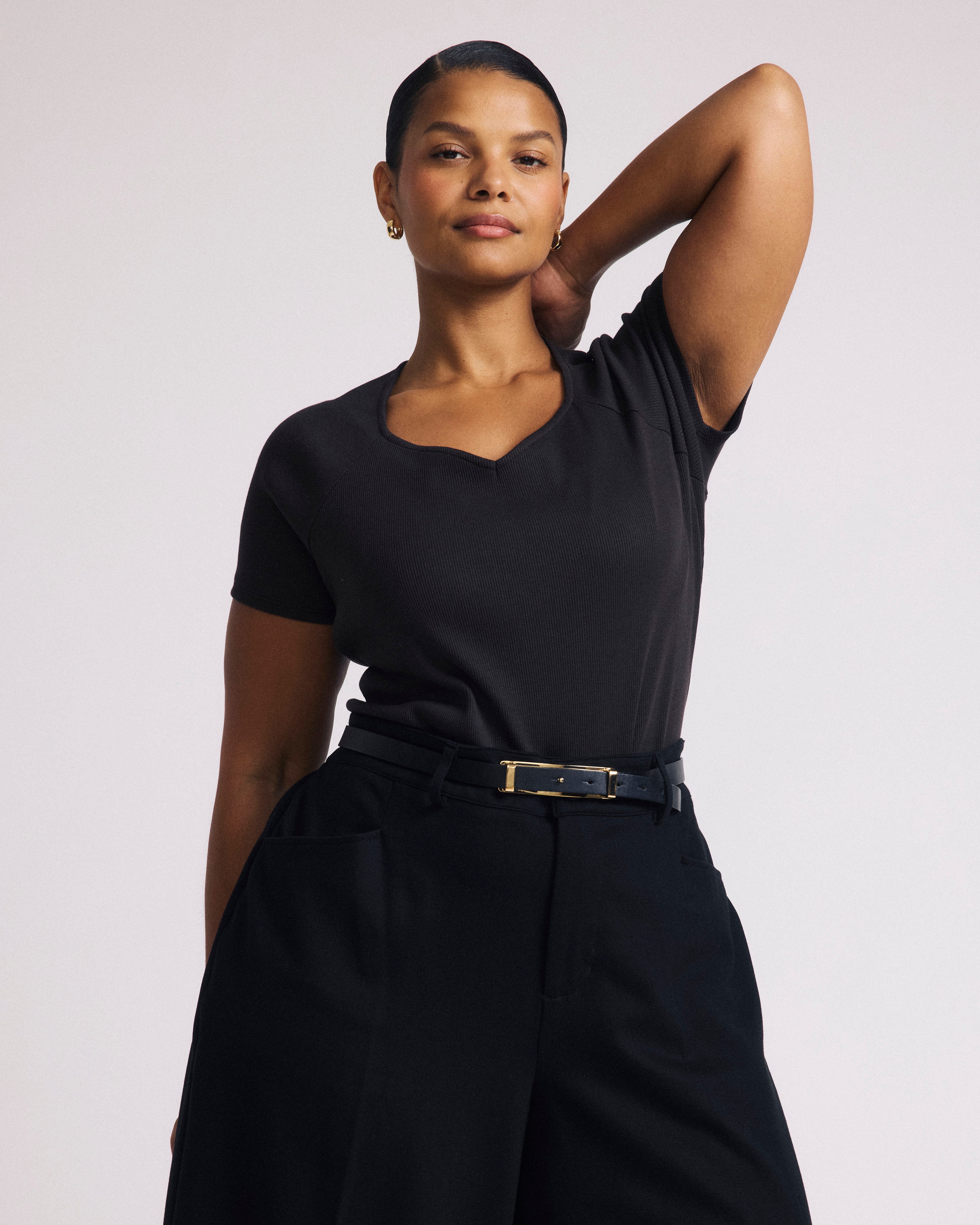 Carey Ribbed Sweetheart Tee - Espresso | Plus Size & Straight Size Women's Fashion | Universal Standard