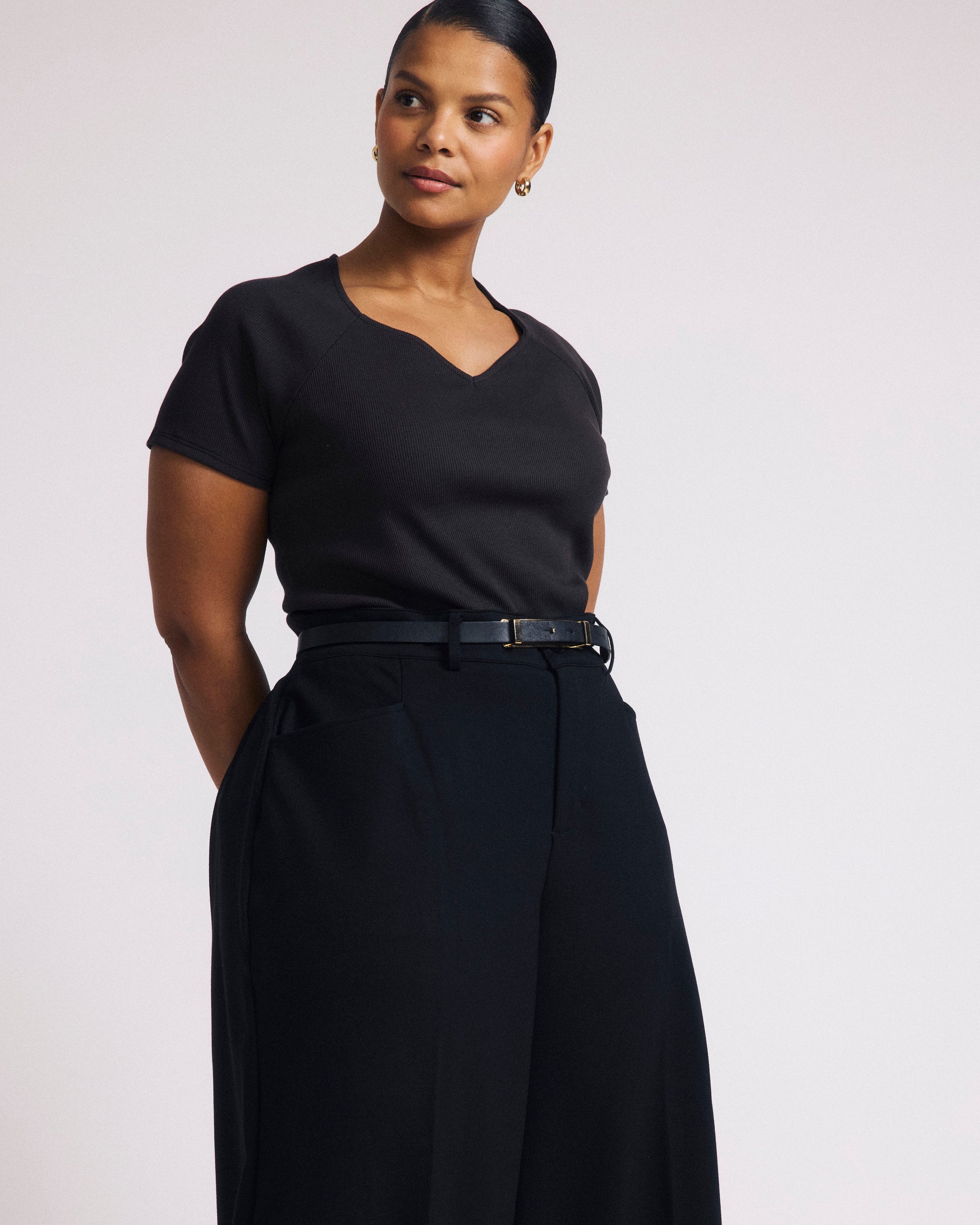 Carey Ribbed Sweetheart Tee - Espresso | Plus Size & Straight Size Women's Fashion | Universal Standard