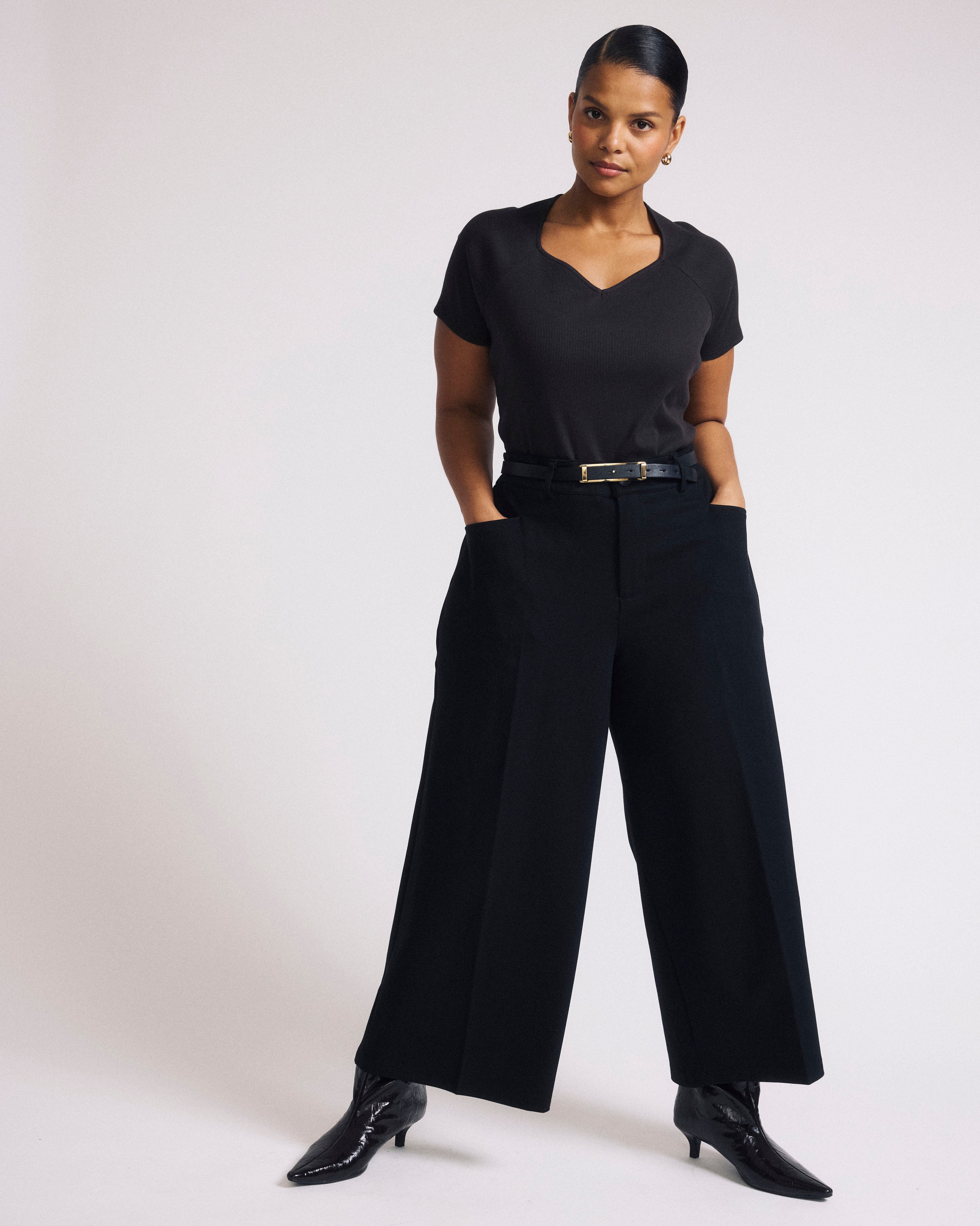 Cropped Wide Leg Ponte Pants - Black – Universal Standard