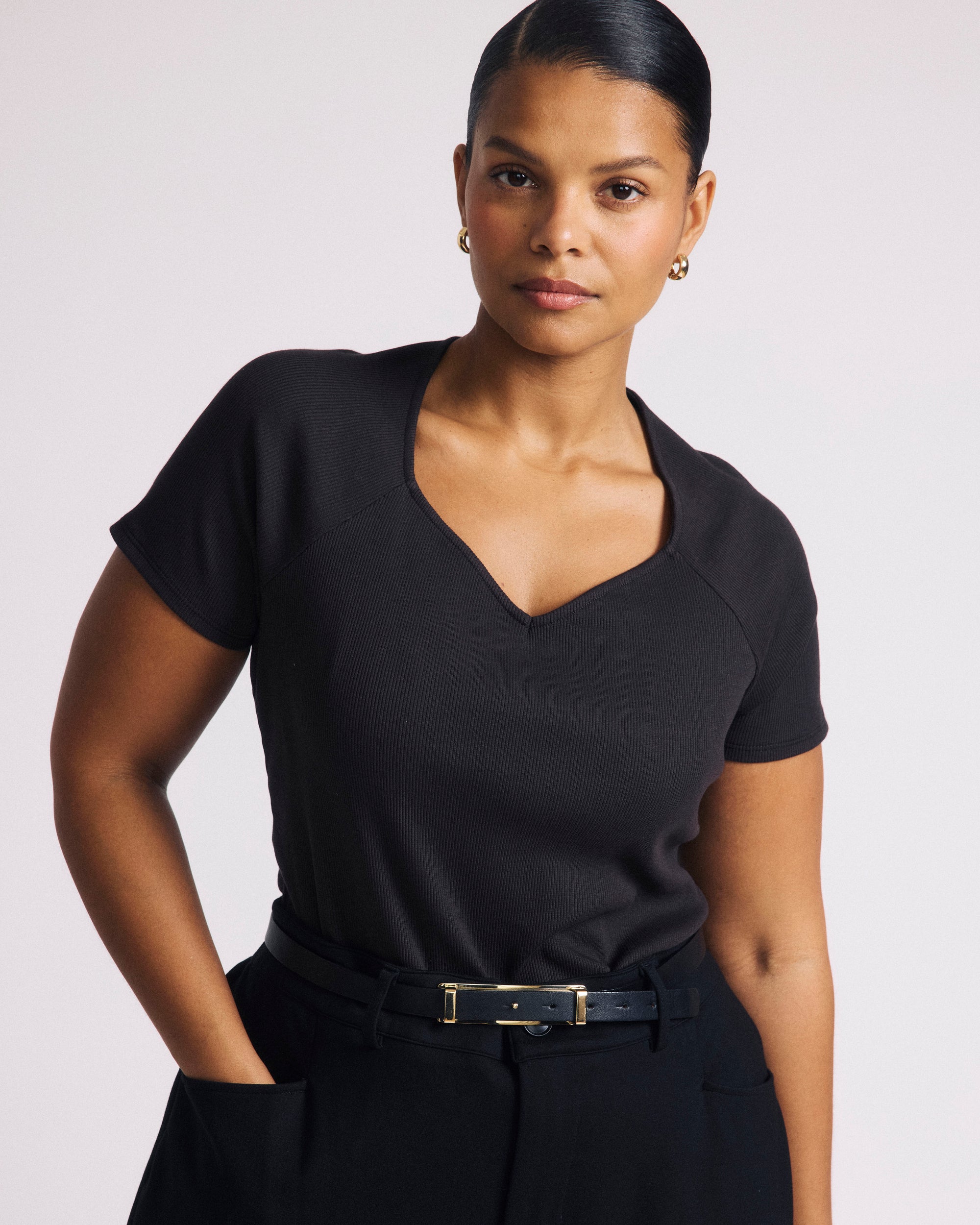 Carey Ribbed Sweetheart Tee - Espresso | Plus Size & Straight Size Women's Fashion | Universal Standard