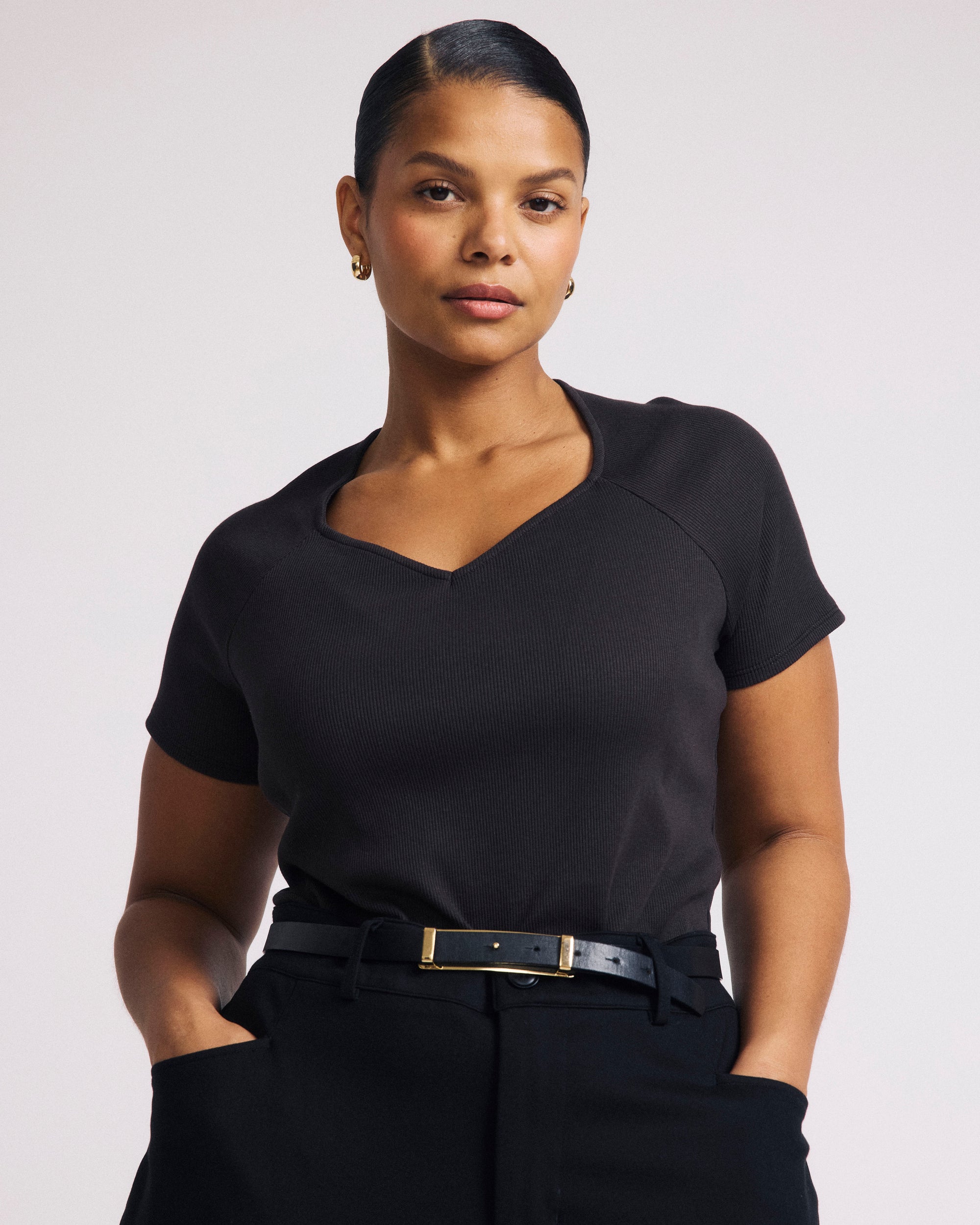 Carey Ribbed Sweetheart Tee - Espresso | Plus Size & Straight Size Women's Fashion | Universal Standard