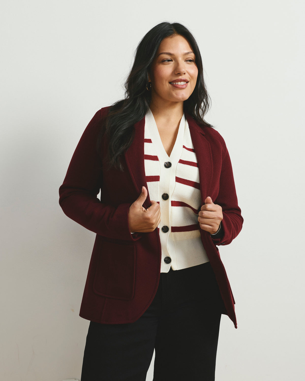 Kidjo Tailored Wool Blend Jacket - Deep Red