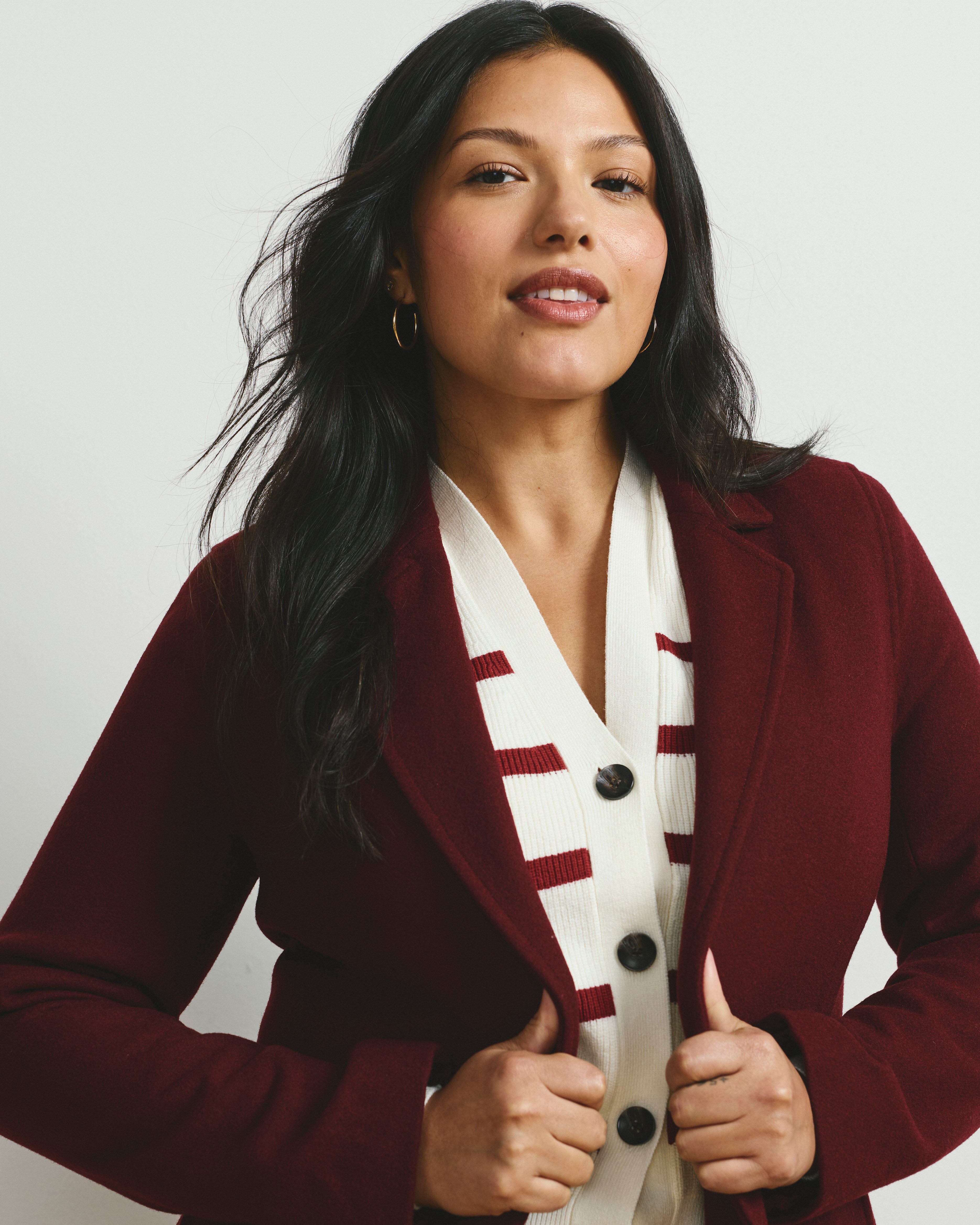 Kidjo Tailored Wool Blend Jacket - Deep Red