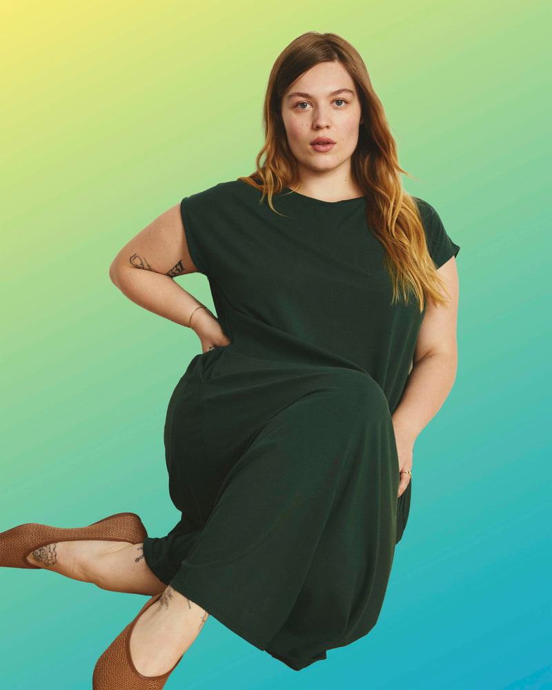 Capri Divine Jersey Flared Dress - Conifer