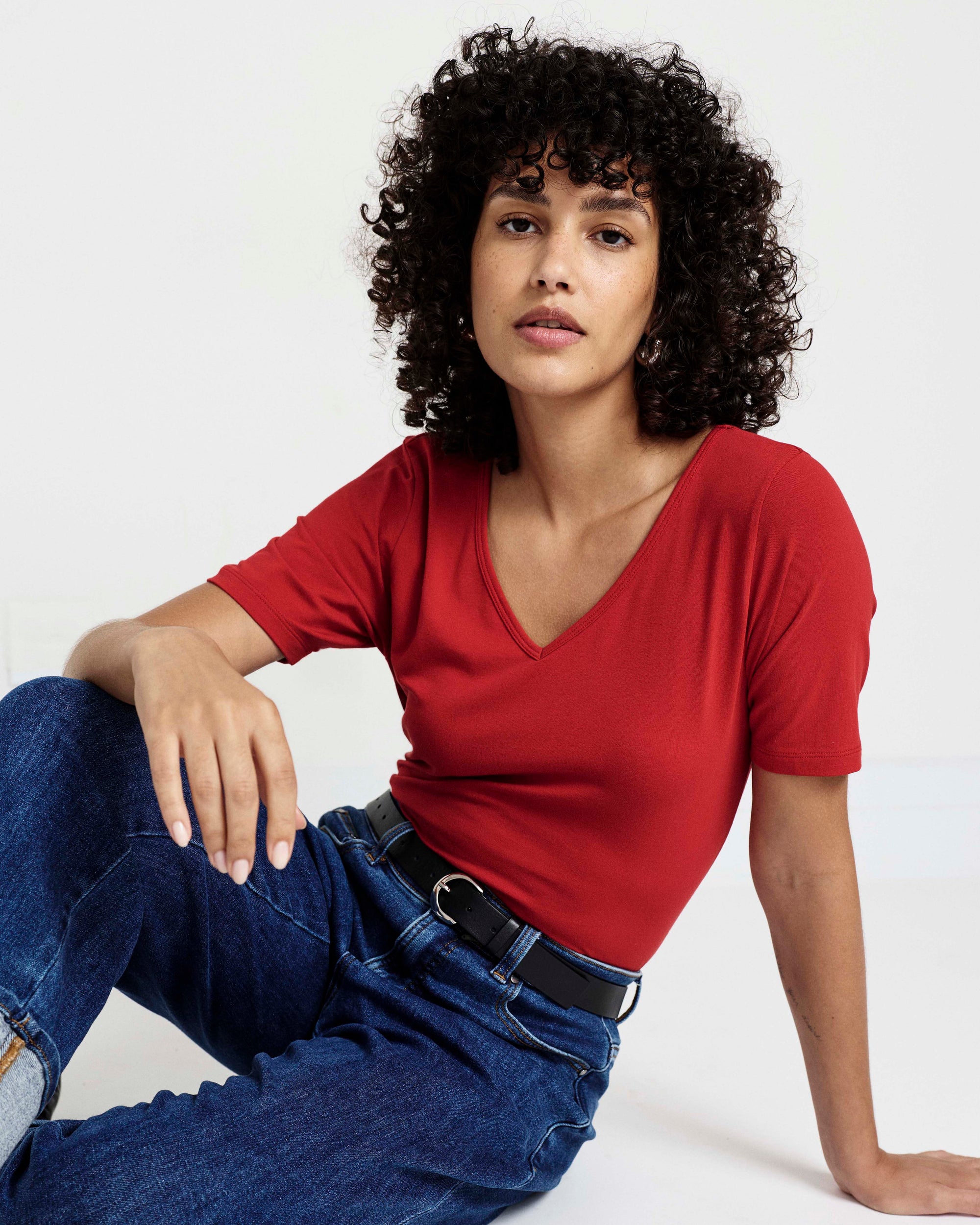 Double V Tee - Ruby Red | Plus Size & Straight Size Women's Fashion | Universal Standard
