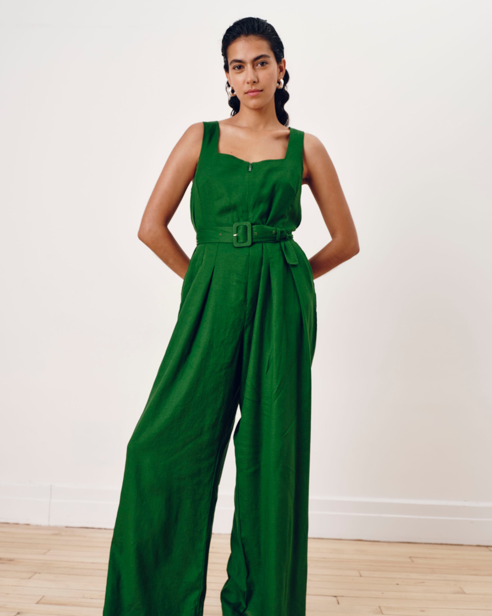 Rania Belted Linen Blend Jumpsuit - Jardin | Plus Size & Straight Size Women's Fashion | Universal Standard