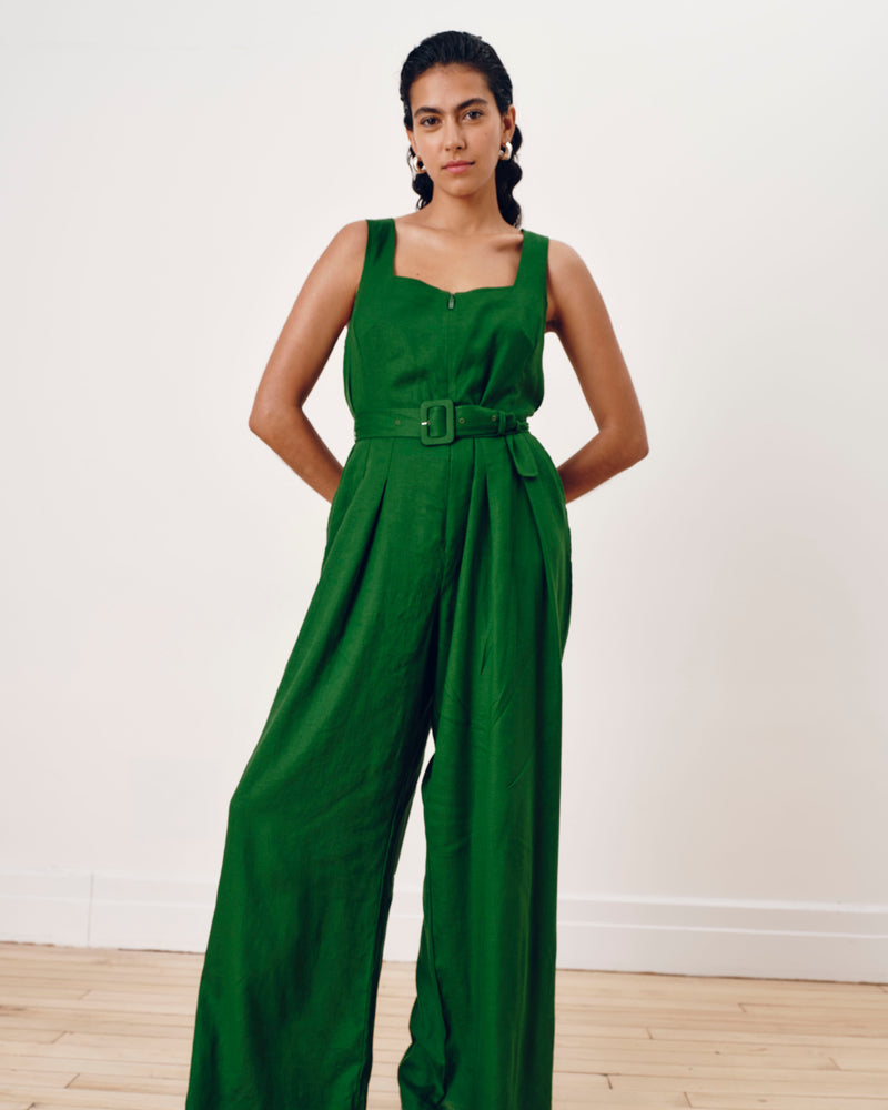 Rania Belted Linen Blend Jumpsuit - Jardin | Plus Size & Straight Size Women's Fashion | Universal Standard