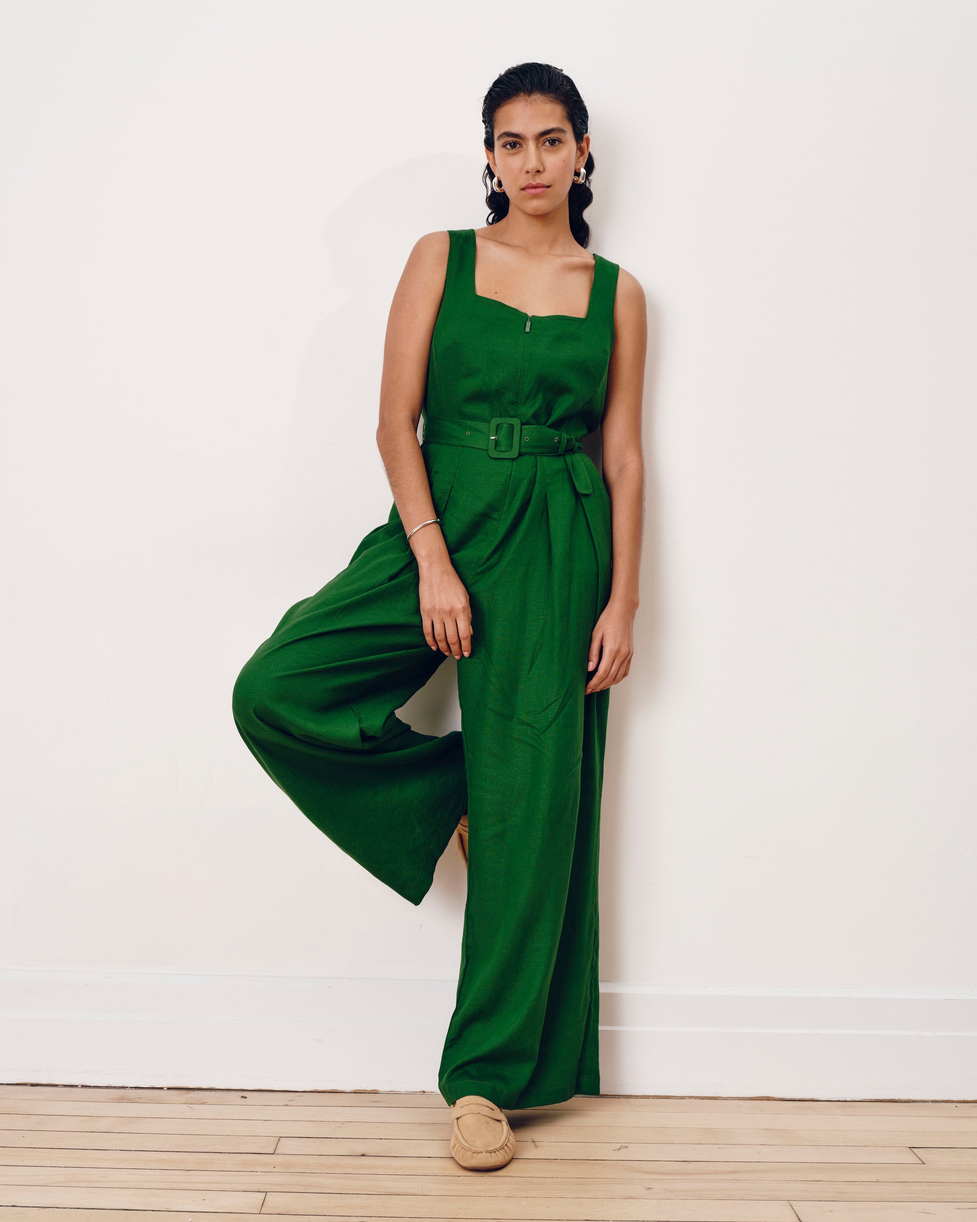 Rania Belted Linen Blend Jumpsuit - Jardin | Plus Size & Straight Size Women's Fashion | Universal Standard