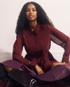 Hermione Flowy Hem Chiffon Blouse - Deep Red