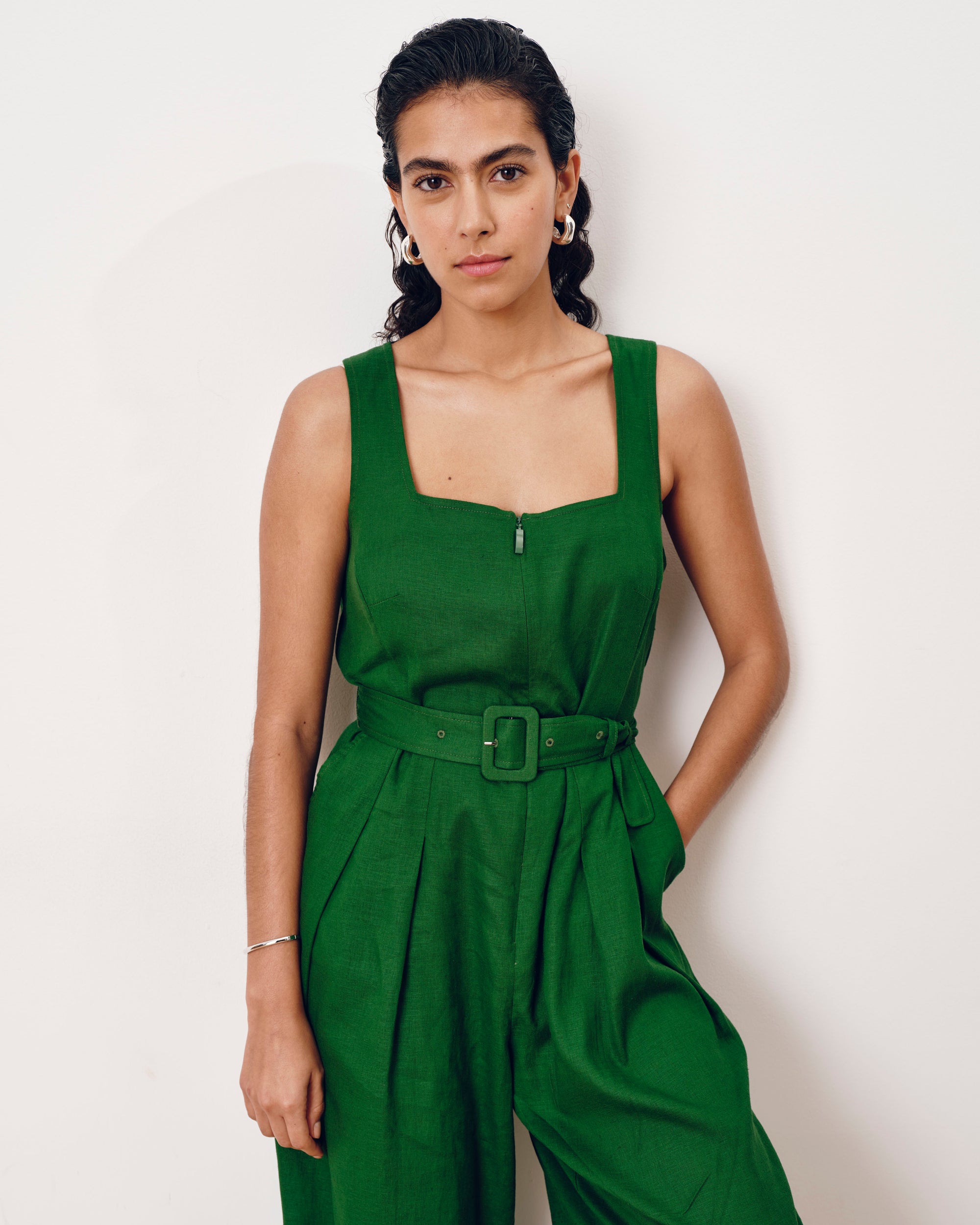 Rania Belted Linen Blend Jumpsuit - Jardin | Plus Size & Straight Size Women's Fashion | Universal Standard