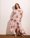 Sunset Linen Flounce Dress - Wild Flower Bouquet Print on Stripes | Plus Size & Straight Size Women's Fashion | Universal Standard