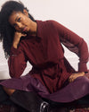 Hermione Flowy Hem Chiffon Blouse - Deep Red