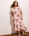 Sunset Linen Flounce Dress - Wild Flower Bouquet Print on Stripes | Plus Size & Straight Size Women's Fashion | Universal Standard