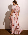 Sunset Linen Flounce Dress - Wild Flower Bouquet Print on Stripes | Plus Size & Straight Size Women's Fashion | Universal Standard
