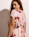 Sunset Linen Flounce Dress - Wild Flower Bouquet Print on Stripes | Plus Size & Straight Size Women's Fashion | Universal Standard
