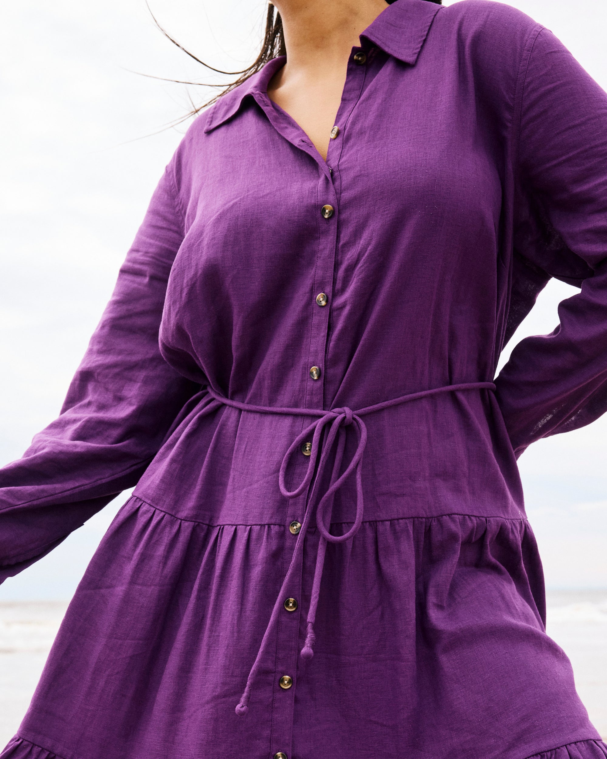 lavender shirt dress Alix Linen Blend Shirtdress - / Dreamy Purple- Size3XS