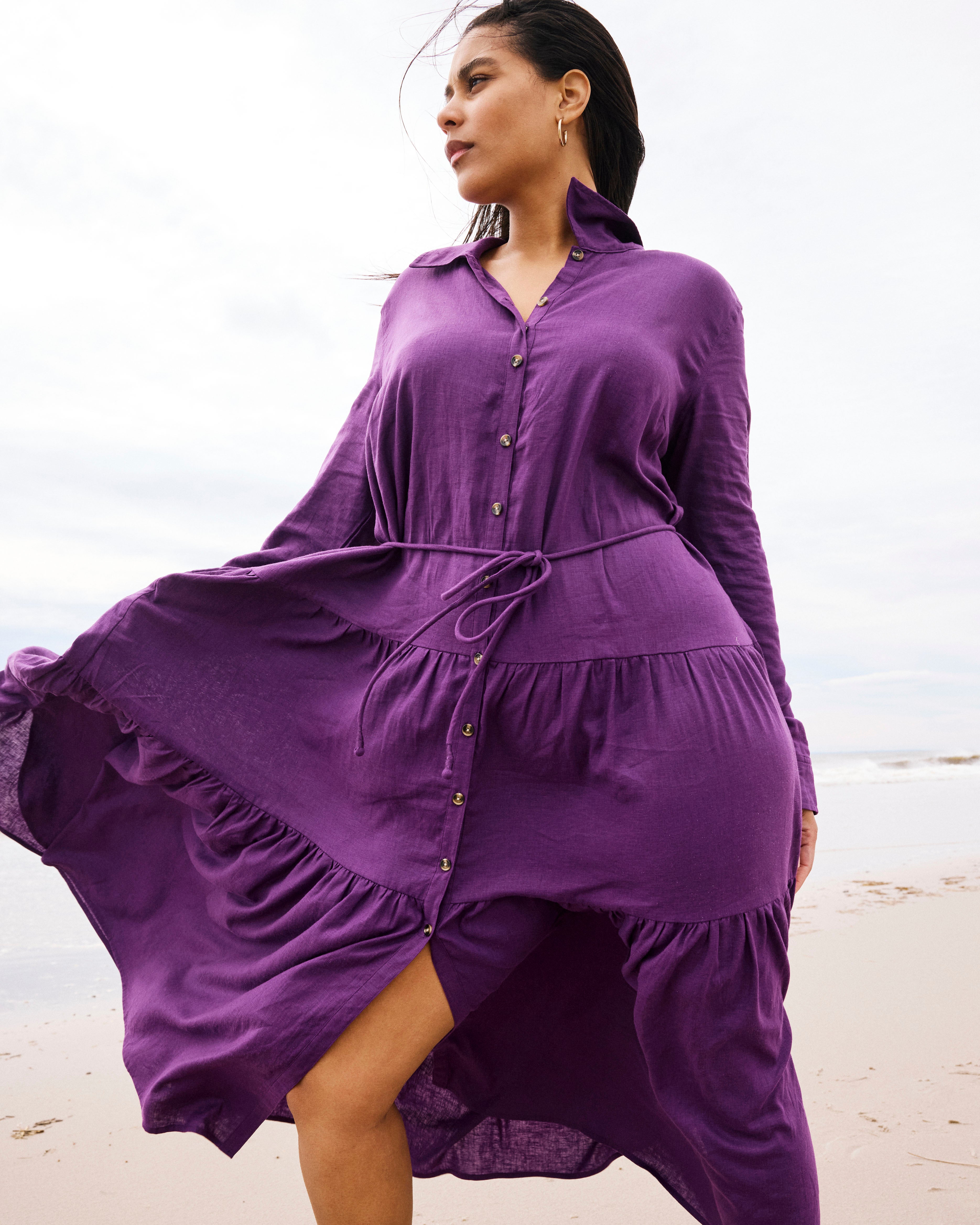 Alix Linen Blend Shirtdress - Dreamy Purple – Universal Standard