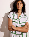 Sunshine Linen Polo Dress - Green Paint Print | Plus Size & Straight Size Women's Fashion | Universal Standard