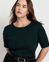 Classic Ribbed Tee - Forest Green/Striped Trim | Plus Size & Straight Size Women's Fashion | Universal Standard