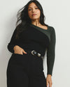 Savvy Fine Rib Asymmetric Sweater - Black/Olive | Plus Size & Straight Size Women's Fashion | Universal Standard