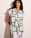 Sunshine Linen Polo Dress - Green Paint Print | Plus Size & Straight Size Women's Fashion | Universal Standard