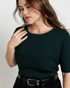 Classic Ribbed Tee - Forest Green/Striped Trim | Plus Size & Straight Size Women's Fashion | Universal Standard