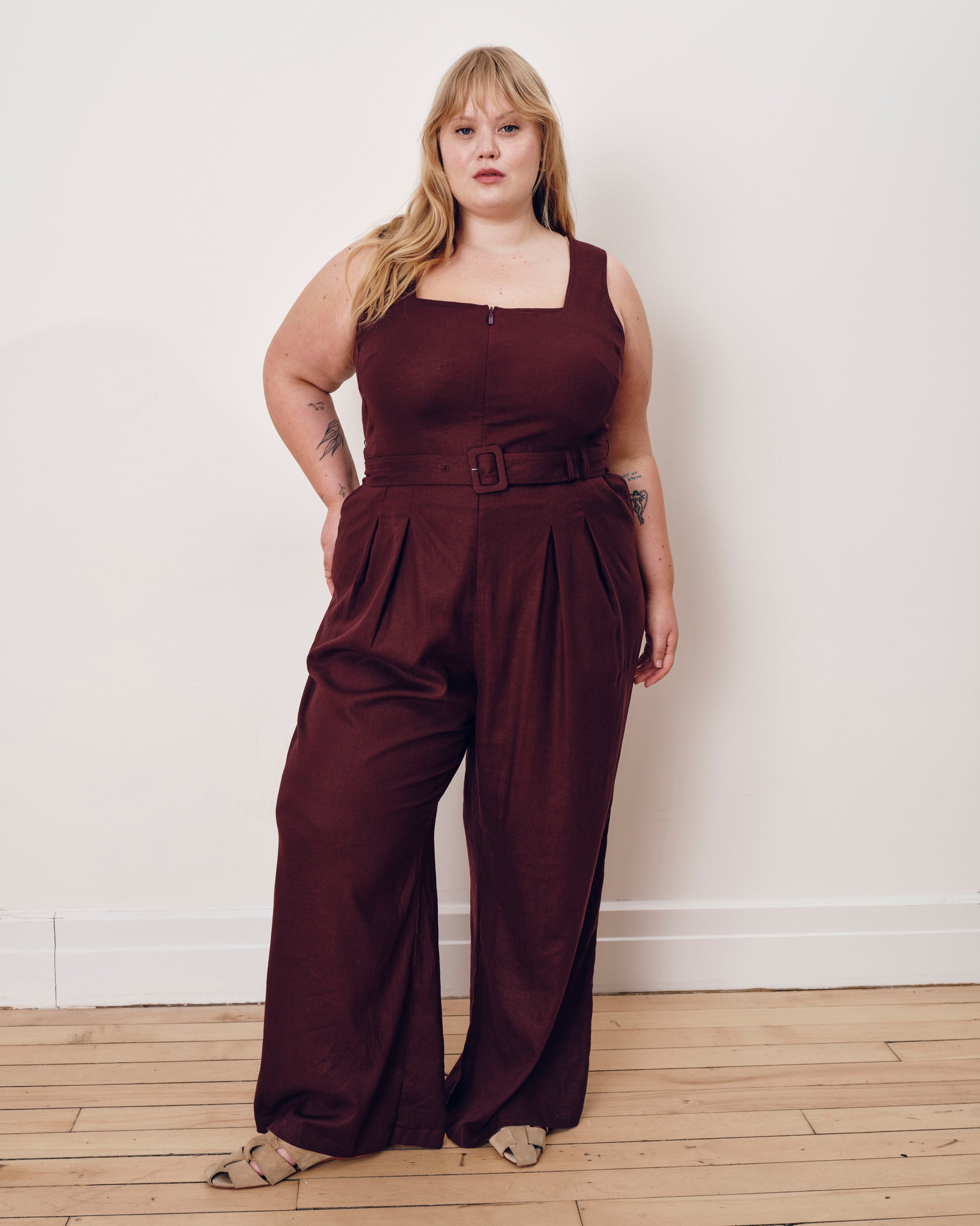 Rania Belted Linen Blend Jumpsuit - Brulee | Plus Size & Straight Size Women's Fashion | Universal Standard