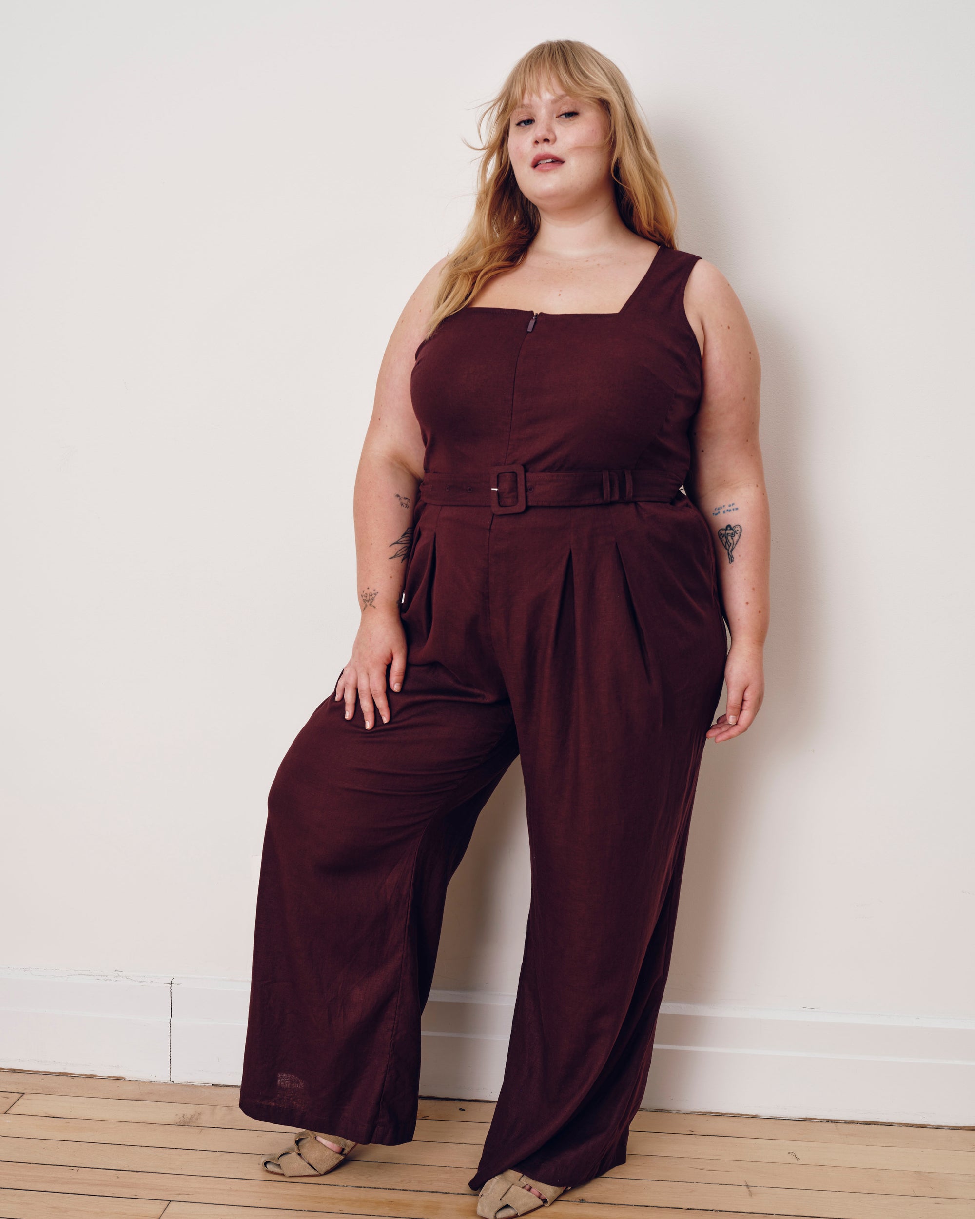 Rania Belted Linen Blend Jumpsuit - Brulee | Plus Size & Straight Size Women's Fashion | Universal Standard
