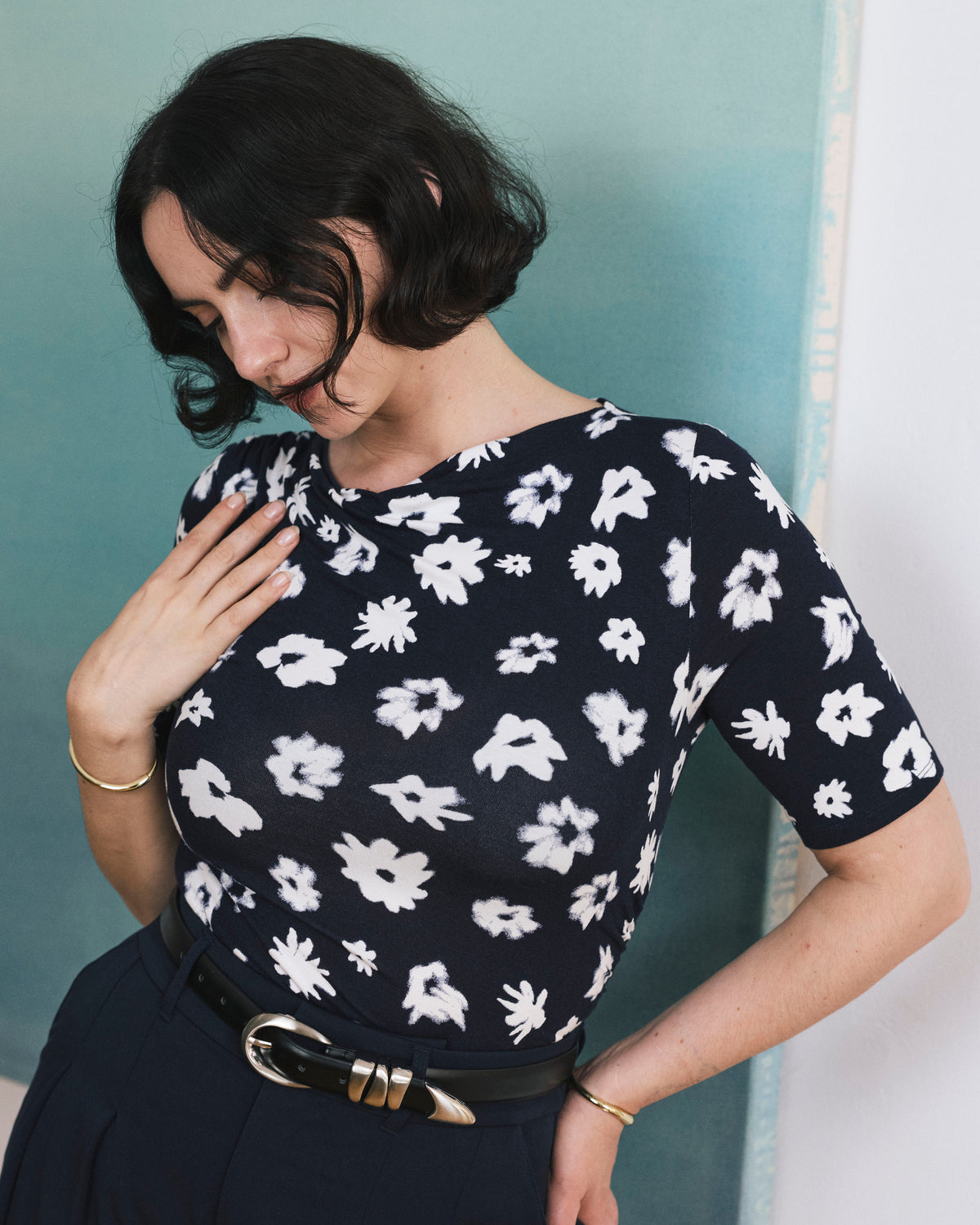 Louise Short Sleeve Liquid Jersey Top - Mystic Blossom | Plus Size & Straight Size Women's Fashion | Universal Standard