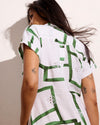 Sunshine Linen Polo Dress - Green Paint Print | Plus Size & Straight Size Women's Fashion | Universal Standard