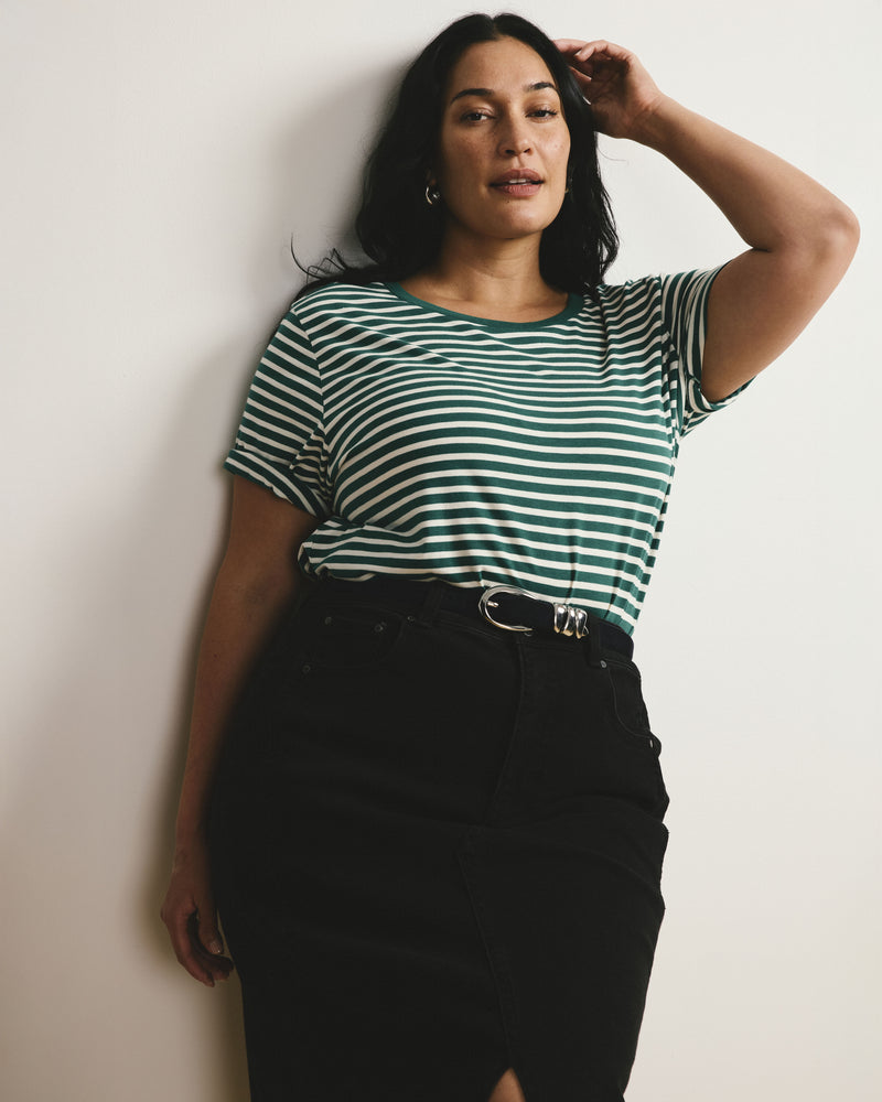 Tee Rex - Aventurine/Ecru Stripe