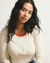 Henley Long Sleeve Ribbed Tee - Chamomile/Poppy Trim