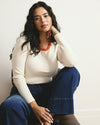 Henley Long Sleeve Ribbed Tee - Chamomile/Poppy Trim