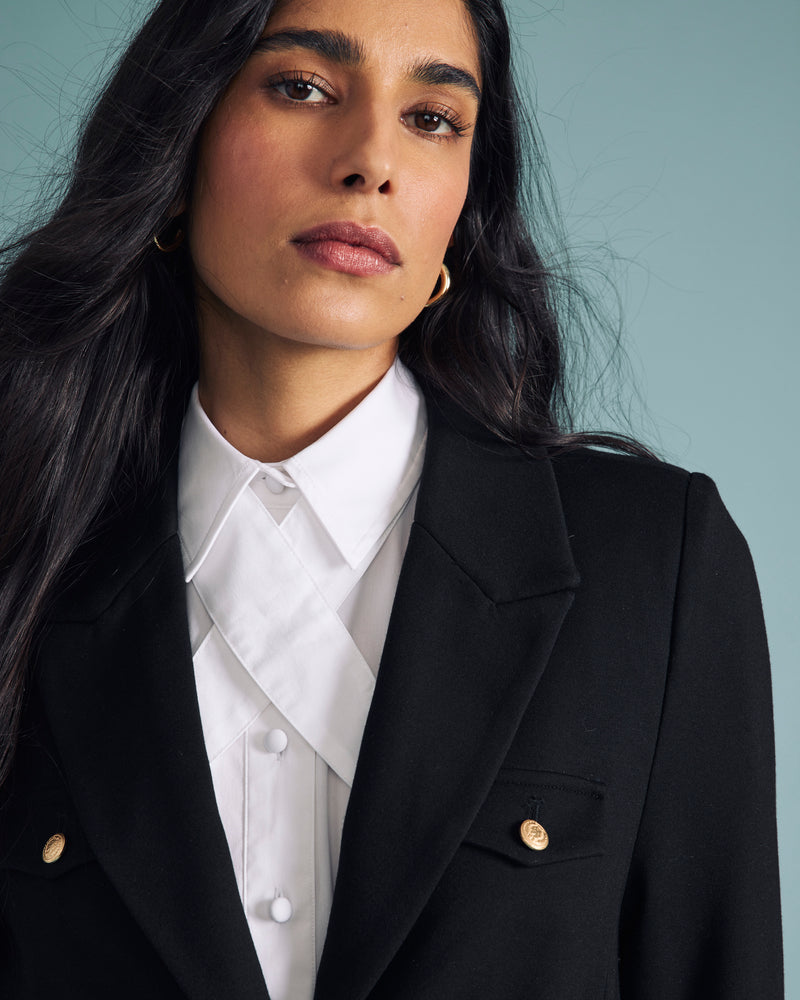 Janet Tie-Neck Cotton Poplin Shirt - White