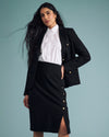 Anya Ponte Skirt - Black with Gold Buttons