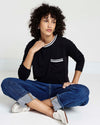 Long Sleeve Garcon Tee - Black/White Trim | Plus Size & Straight Size Women's Fashion | Universal Standard